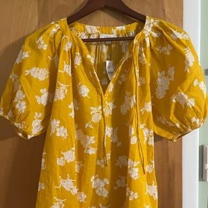 Mustard + floral peasant top